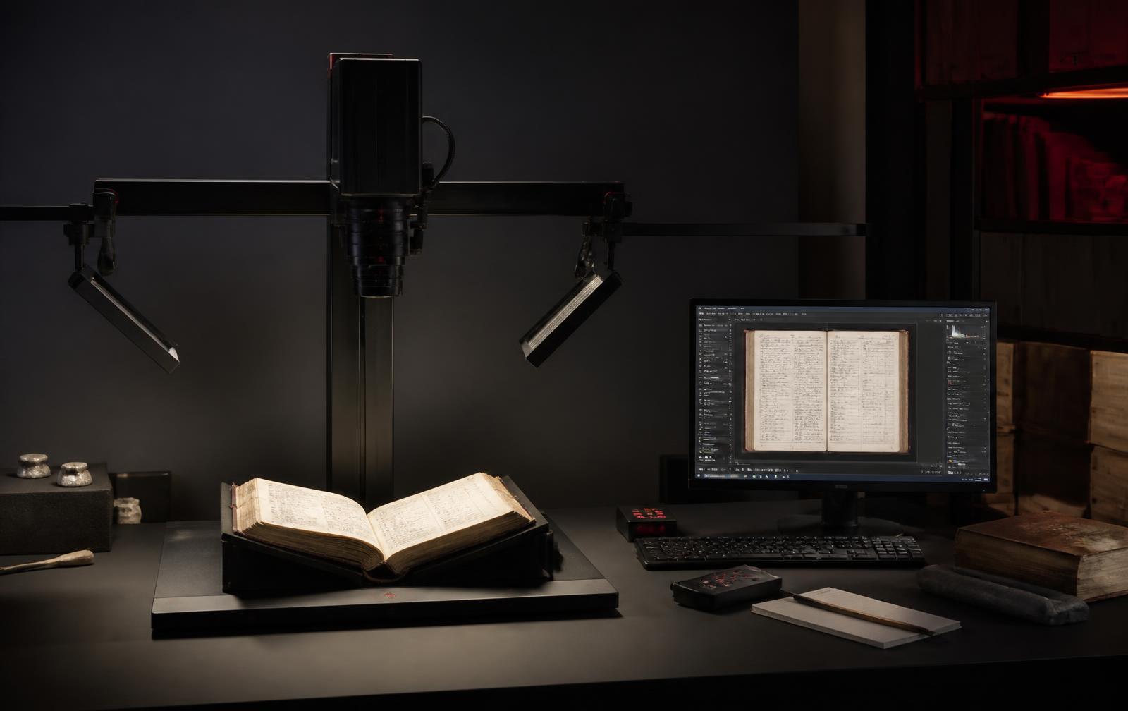 Illustrative professional archival digitisation equipment