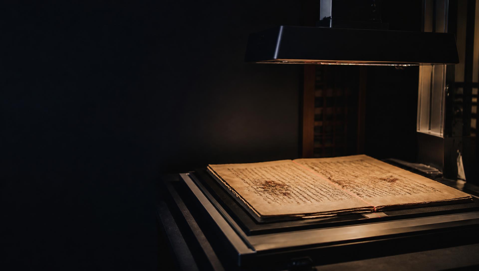 Historical manuscript prepared for archival digitisation